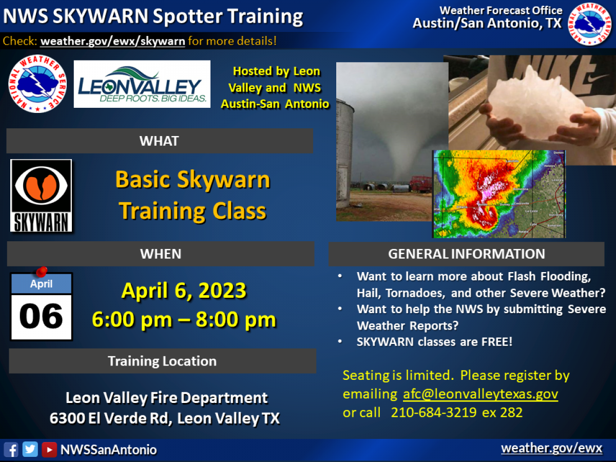 Basic Skywarn Training Class Leon Valley Texas