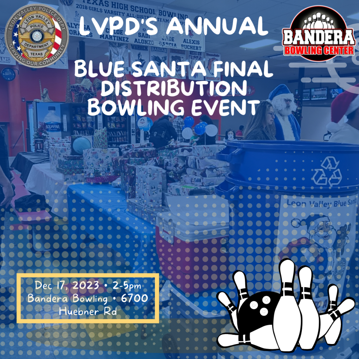 Blue Santa event flyer